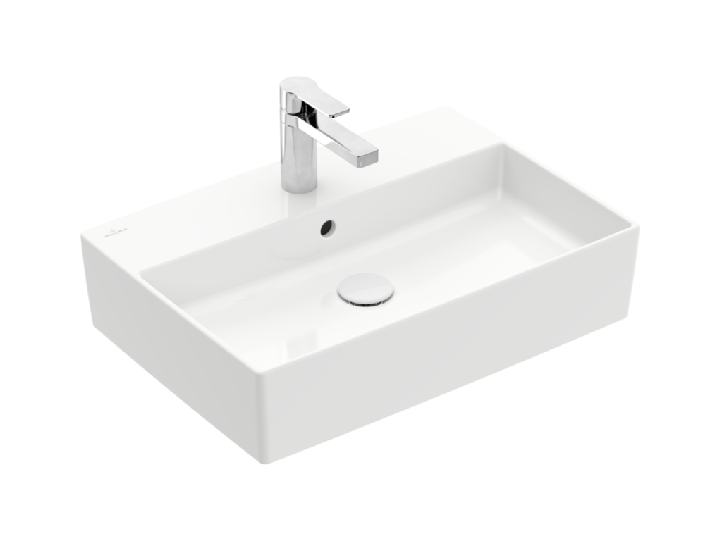 Doucezen ET BOCH Memento 2.0 white ceramic countertop washbasin with overflow, 60x42 cm