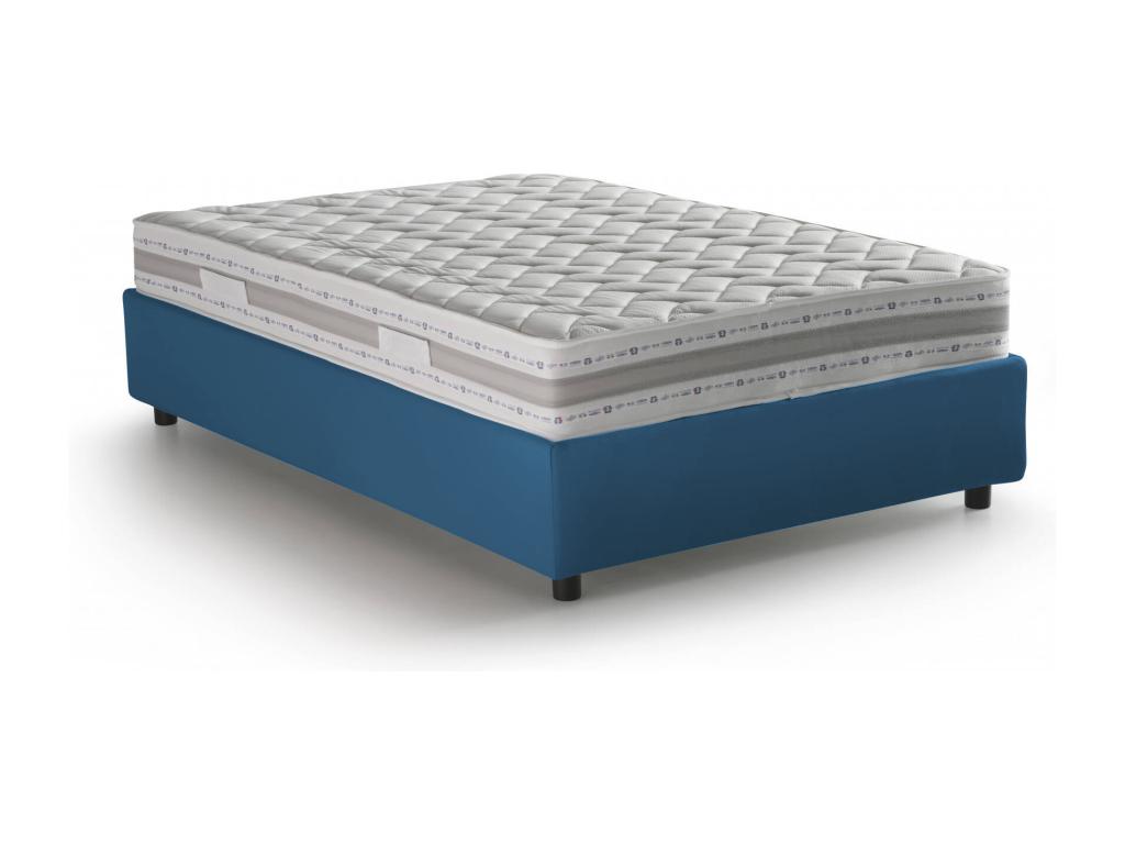 Homzora Double Bed with Storage Bed and Fabric Upholstery, Made in Italy, Front Opening, Suitable for 120x190 cm Mattress, Blue
