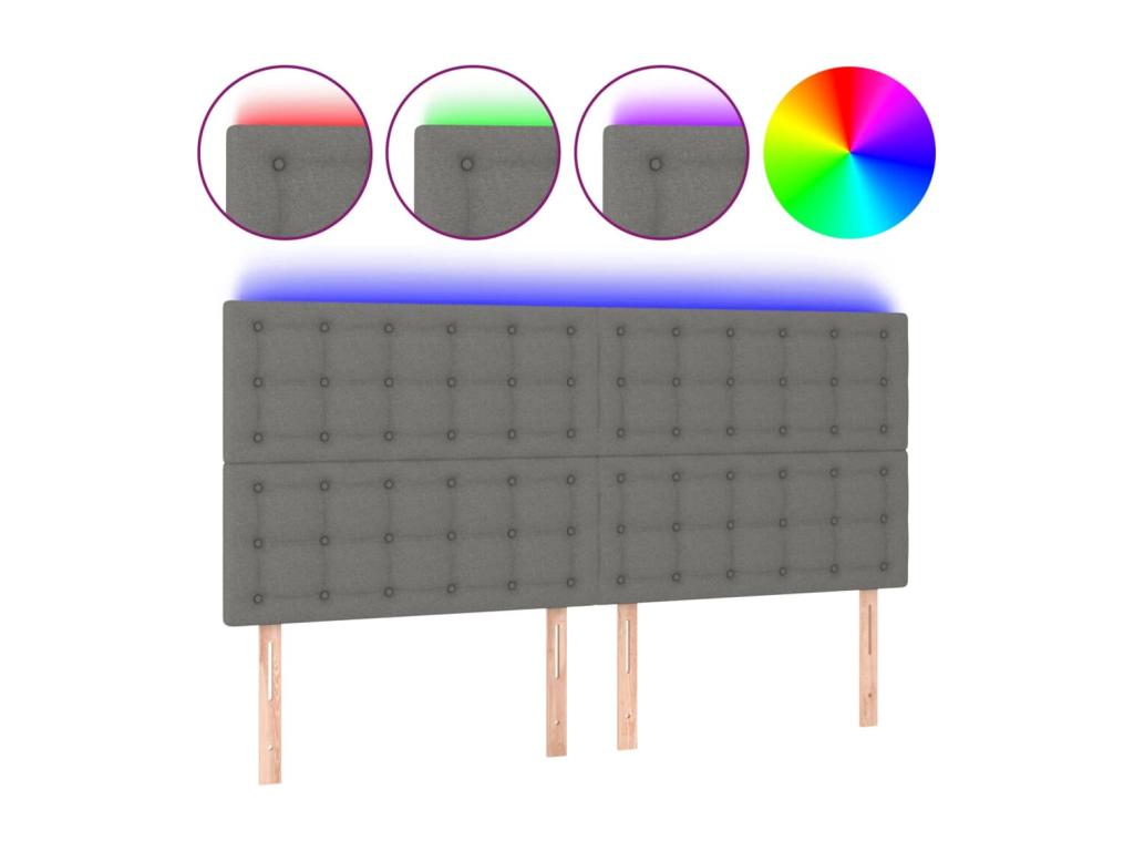 Dark Grey LED Headboard 160x5x118/128 cm Fabric