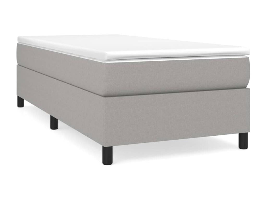 Upholstered bed base with mattress, light grey, 100x200cm, fabric