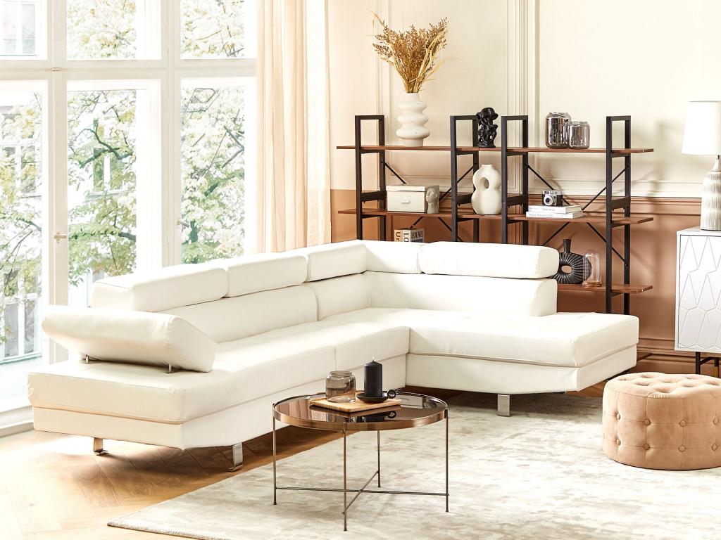 Corner Sofa - Homzora - White PU Leather