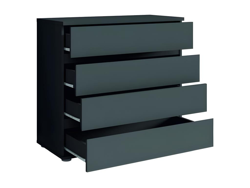 Homzora bedroom set - 180x200 cm bed with slatted base, 2 drawers, bedside tables, wardrobe and chest of drawers - graphite grey