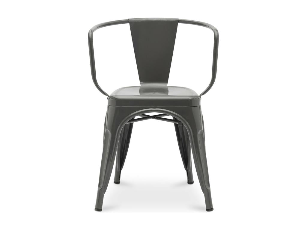 Homzora industrial chair with polished steel armrests -- Light Green
