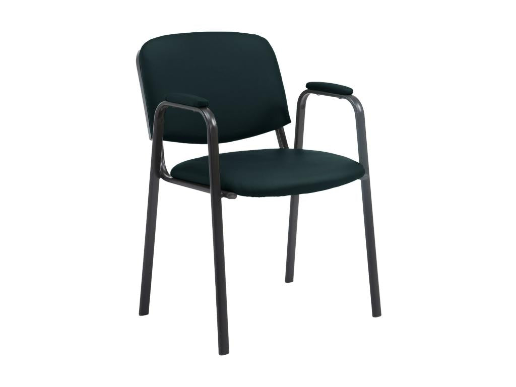 Conference chair - Faux leather / Matte black metal - Black - Homzora