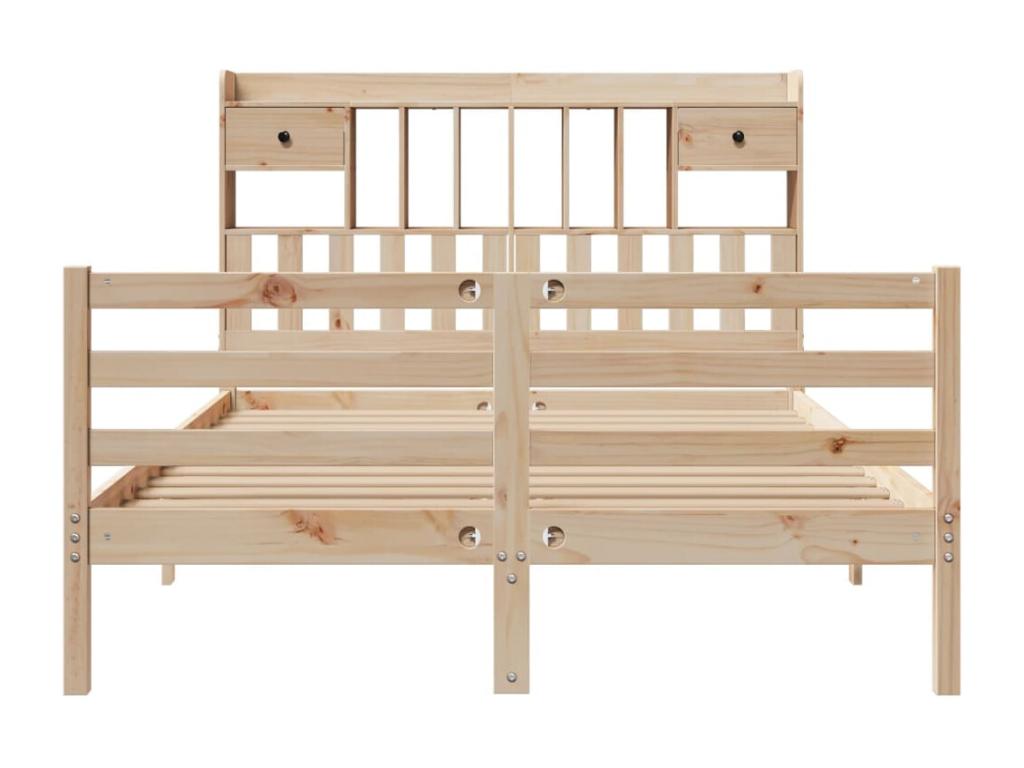 Bookcase bed without mattress 140x190 cm solid pine wood