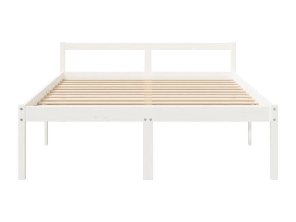 White bed frame, solid pine wood, 150x200 cm, extra large