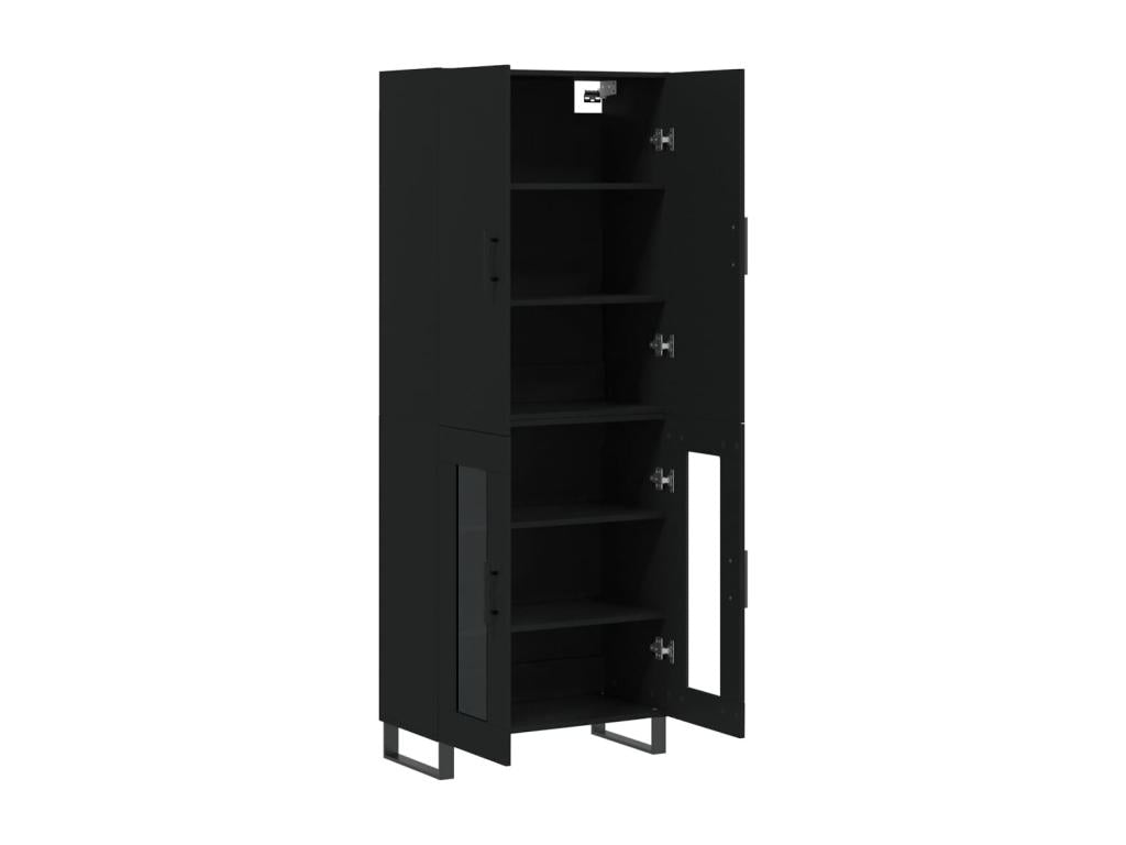 Highboard, Black, 69.5x34x180 cm, Engineered Wood