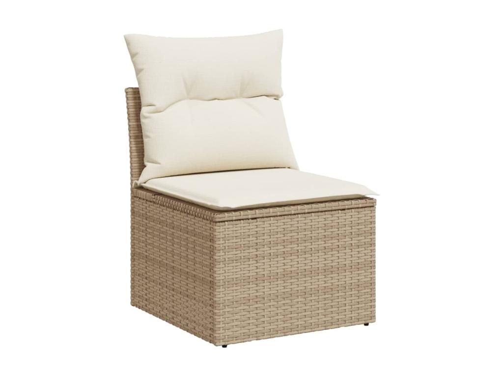 Garden furniture set with cushions, 14 pieces, beige woven resin
