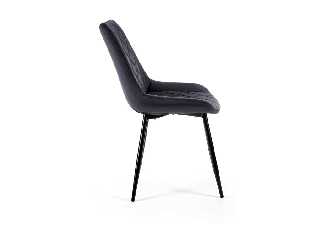 Set of 4 Homzora SJ.0488 Black Velvet Upholstered Dining Chairs