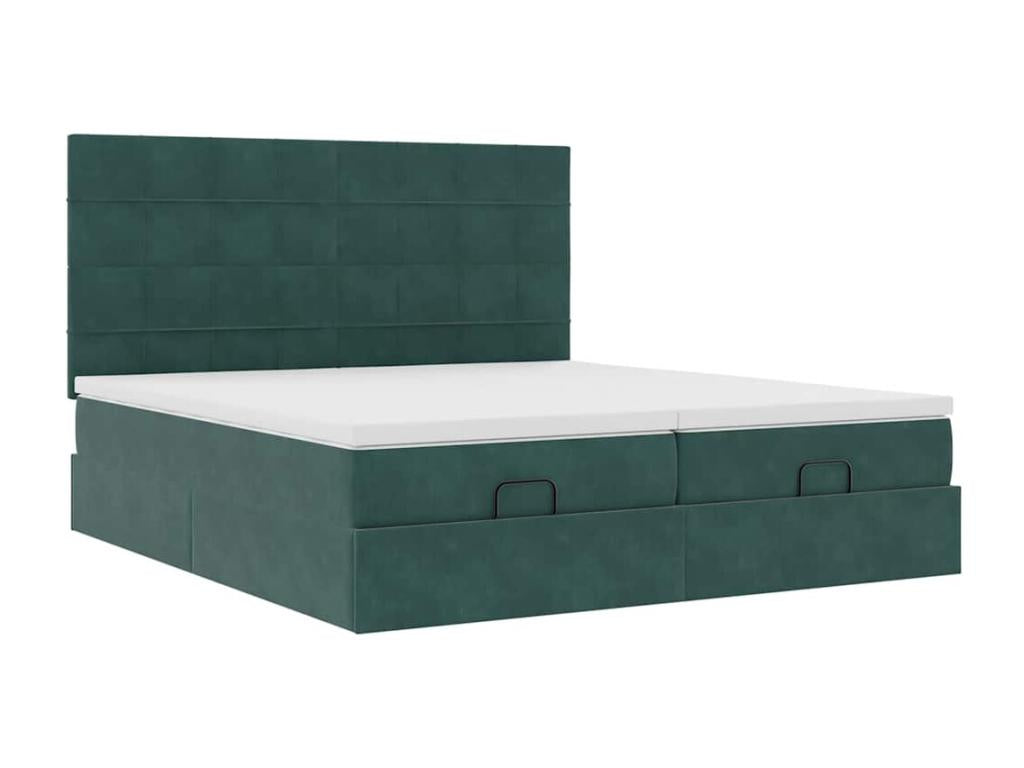 Ottoman bed frame with dark green velvet mattress 200x200 cm