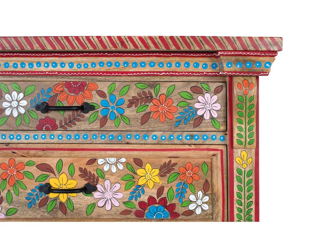 Hand-painted mango wood three-drawer chest