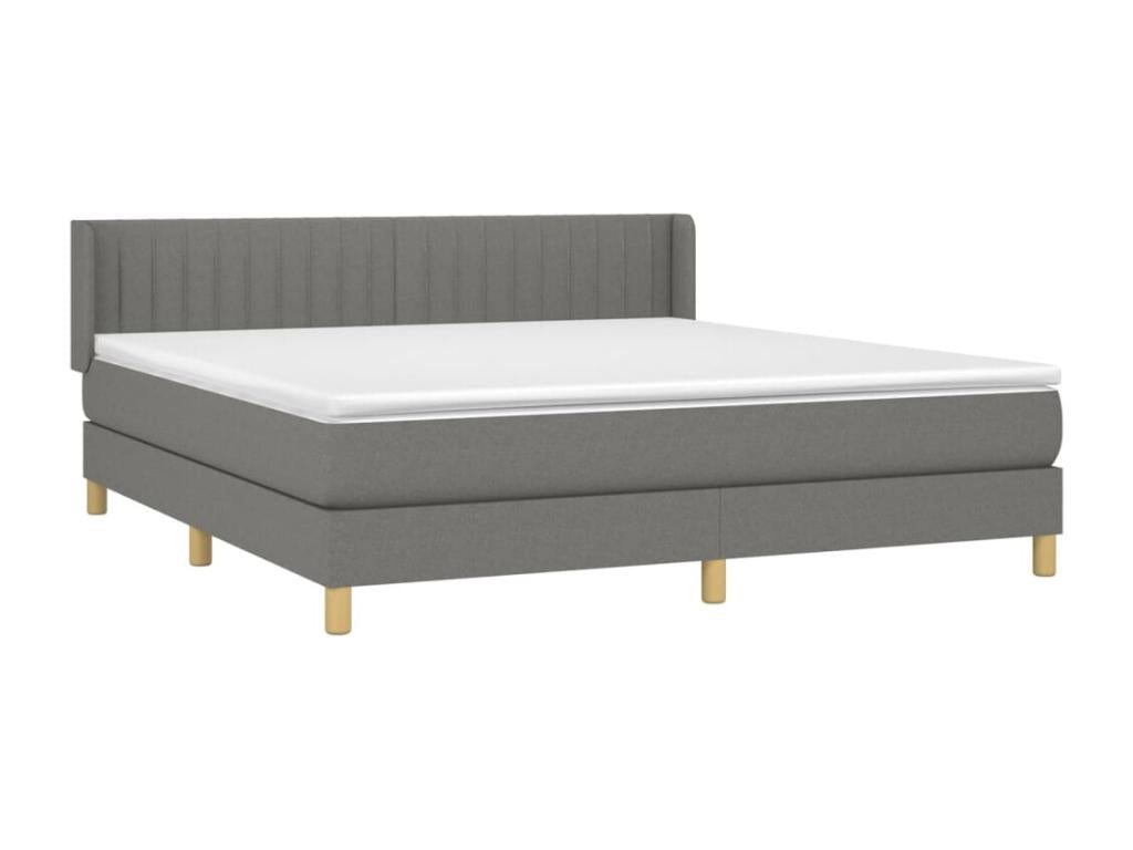 Upholstered bed base with mattress, dark grey, 160x200cm, fabric