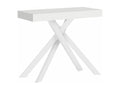 Meubiana Small extendable console table 90x40/196 cm, white ash, white legs