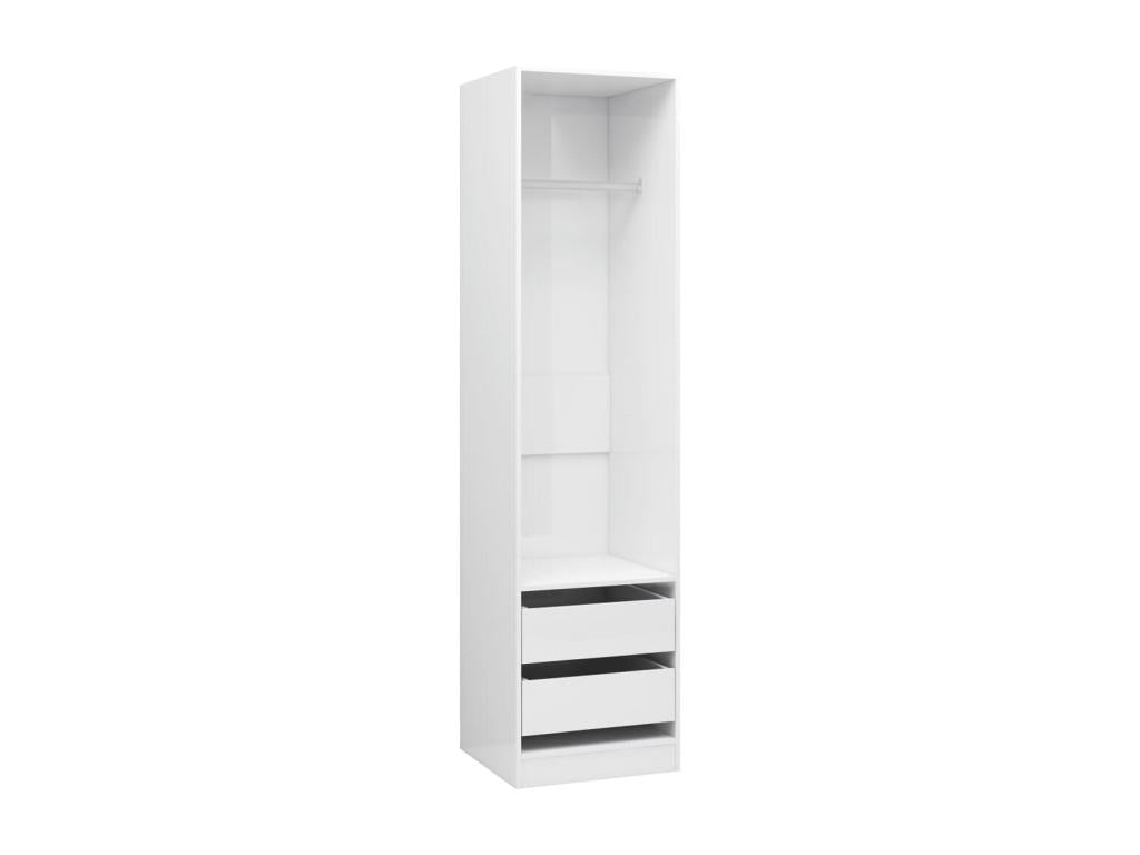 Wardrobe with drawers, glossy white, engineered wood