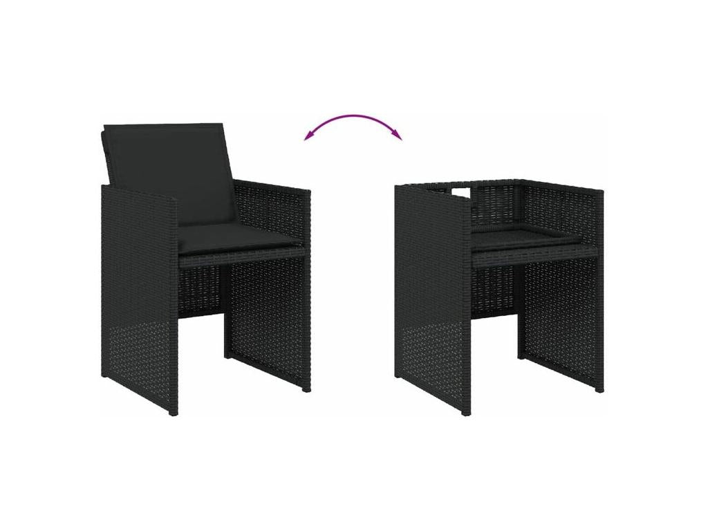 13-piece garden dining set with black resin wicker cushions