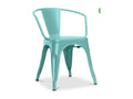 Homzora industrial chair with polished steel armrests -- Light Green
