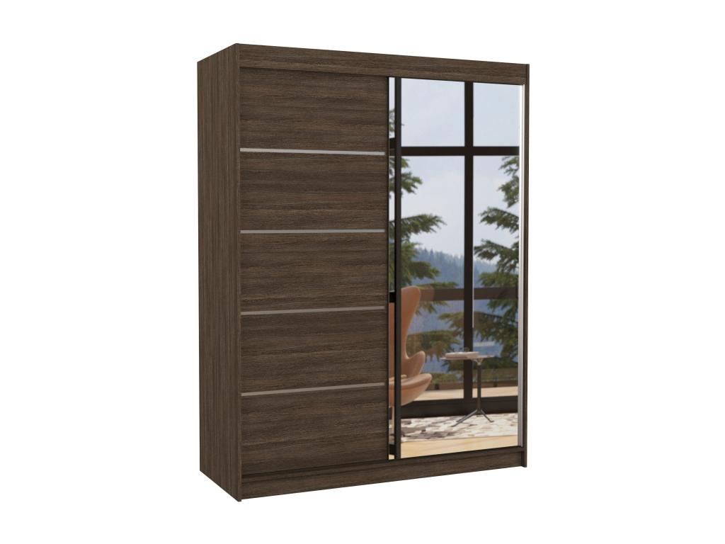 Limka 150cm 2-door sliding wardrobe, 1 dark wood and 1 mirror