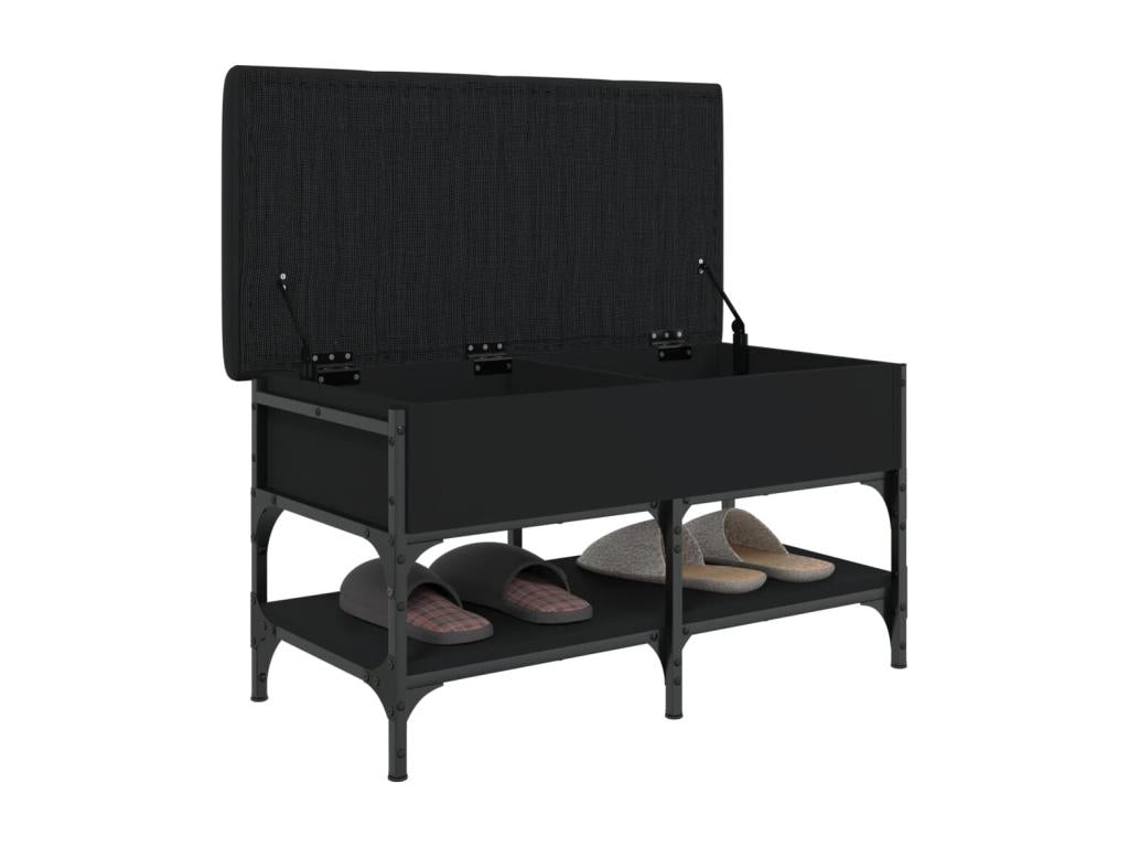 Black shoe bench 82x42x45 engineered wood