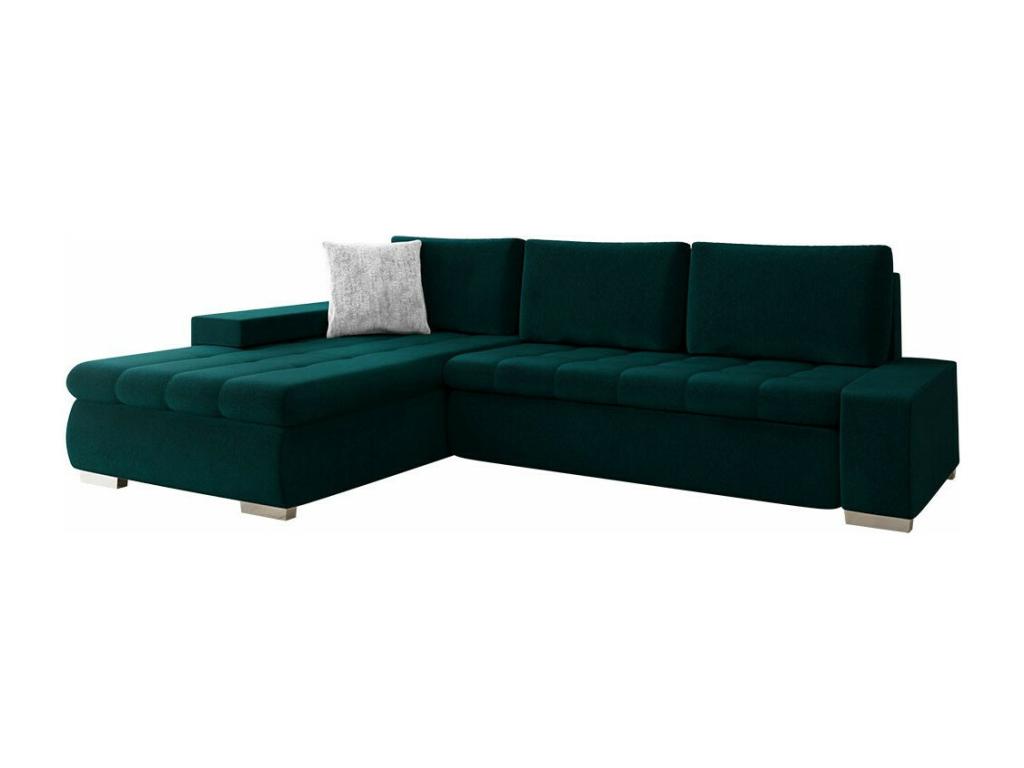 Homzora 147 Corner Sofa, Green, with Sleeping Function and Bedding Box, 302x213x80cm