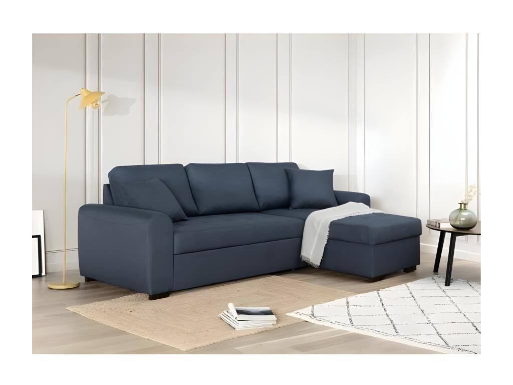Reversible convertible corner sofa - Blue fabric - Doucezen - W 244 x D 151 x H 90 - Made in Ukraine