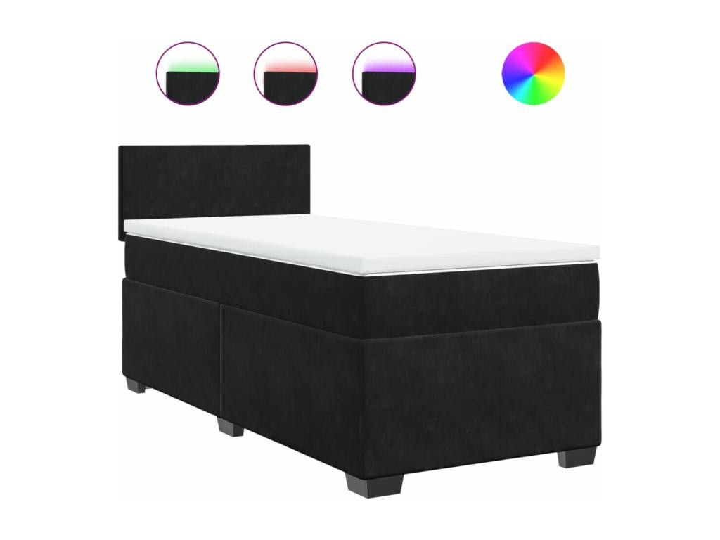 Homzora bed base with black velvet mattress 100x200 cm