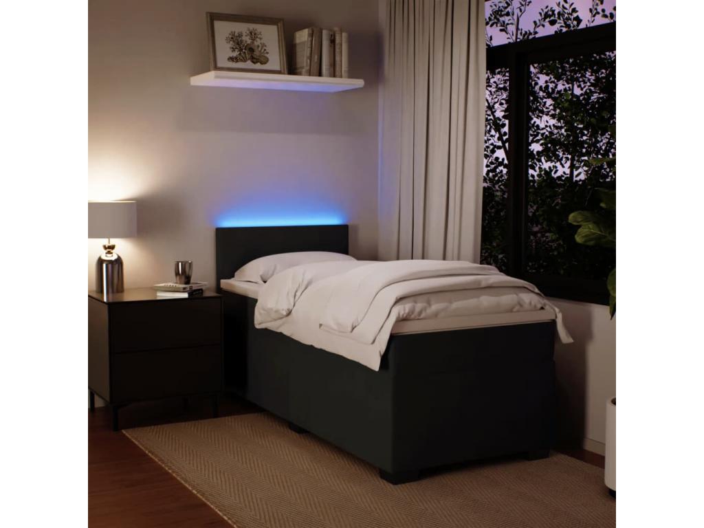 Homzora bed base with black velvet mattress 100x200 cm