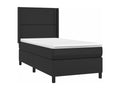 Upholstered bed base with mattress and LED lighting, black, 90x200 cm, faux leather