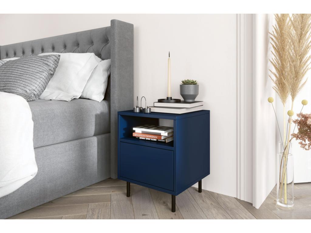 Homzora modern navy blue bedside table / 40 cm