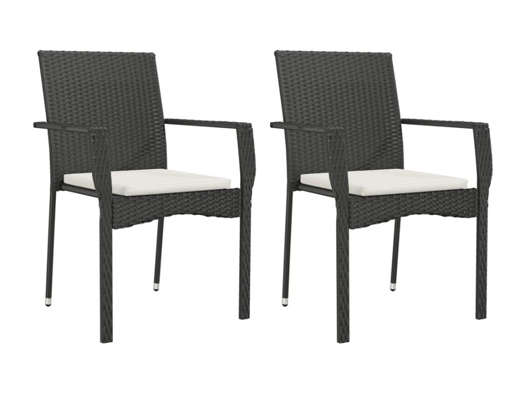 3-Piece Black Garden Dining Set with Cushions