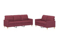 2-piece sofa set with cushions, burgundy red fabric