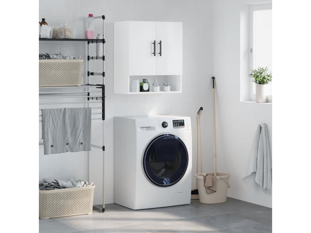 Glossy white wall cabinet 60x31x70 Engineered wood