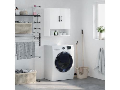 Glossy white wall cabinet 60x31x70 Engineered wood