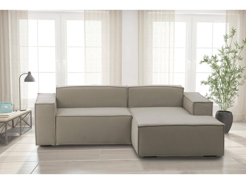 Homzora fixed sofa, modular 2-seater sofa with right-hand peninsula, Made in Italy, Modern fabric sofa, 220x170x70 cm, Homzora