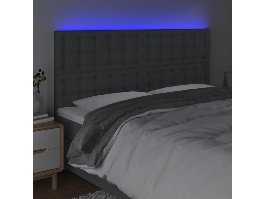 Dark Grey LED Headboard 160x5x118/128 cm Fabric