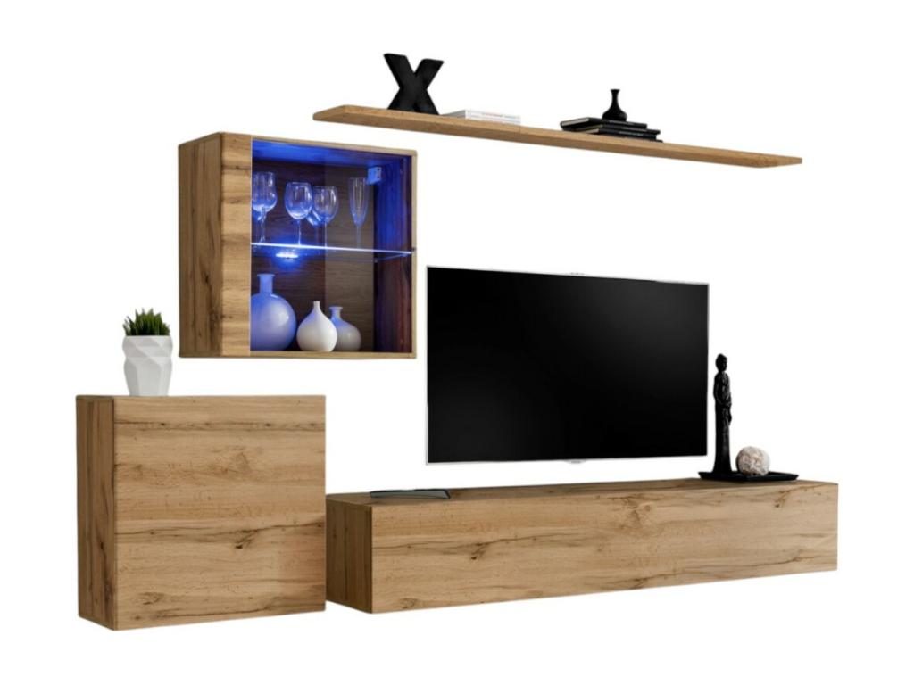 SWITCH XV wall-mounted living room furniture set, Homzora design, oak colour.