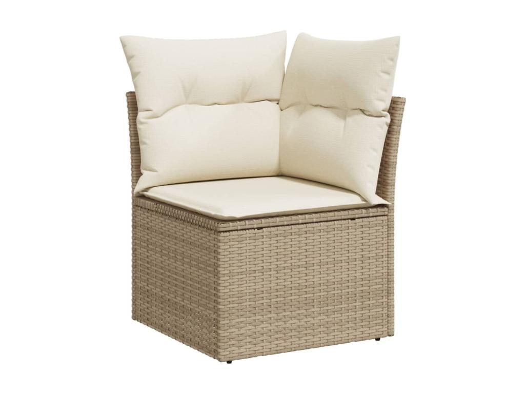Garden furniture set with cushions, 14 pieces, beige woven resin