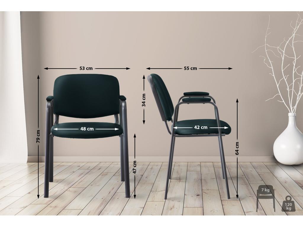 Conference chair - Faux leather / Matte black metal - Black - Homzora