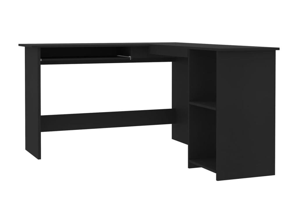 L-shaped corner desk, black, 120x140x75cm, engineered wood