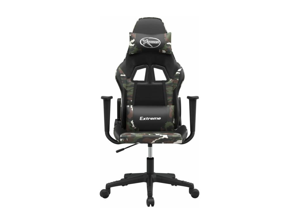 Black and camouflage faux leather gaming chair