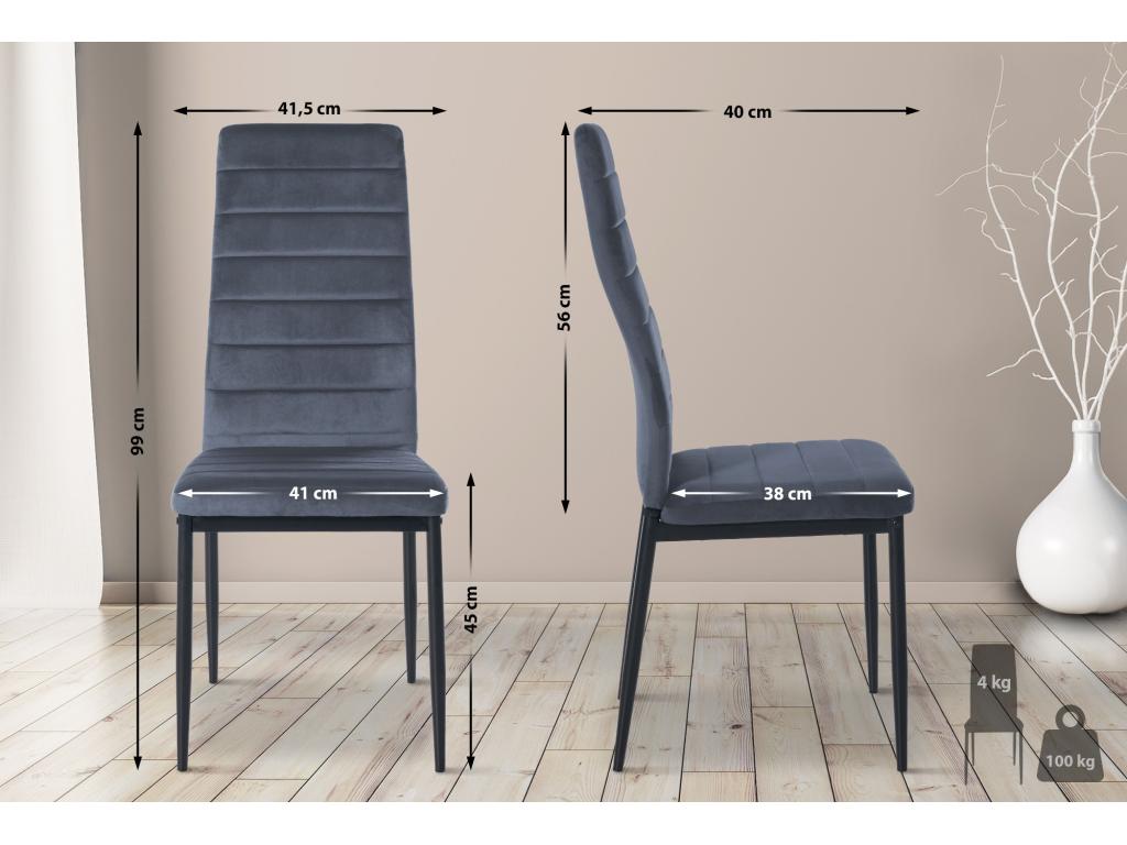 Set of 4 dining chairs - Velvet / Metal - Light Grey - Meubiana