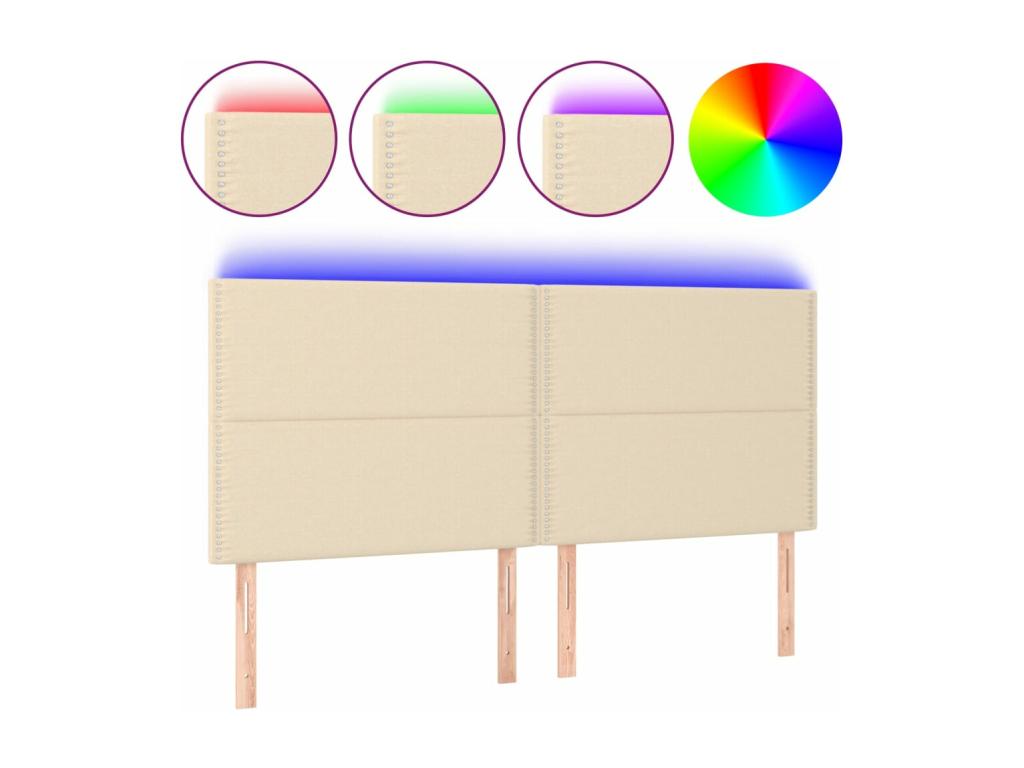 Cream LED Headboard 180x5x118/128 cm Fabric
