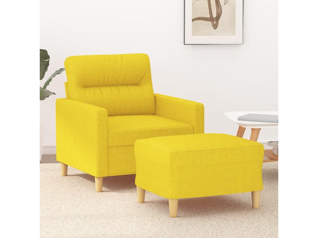 Armchair with footrest, light yellow, 60 cm, fabric
