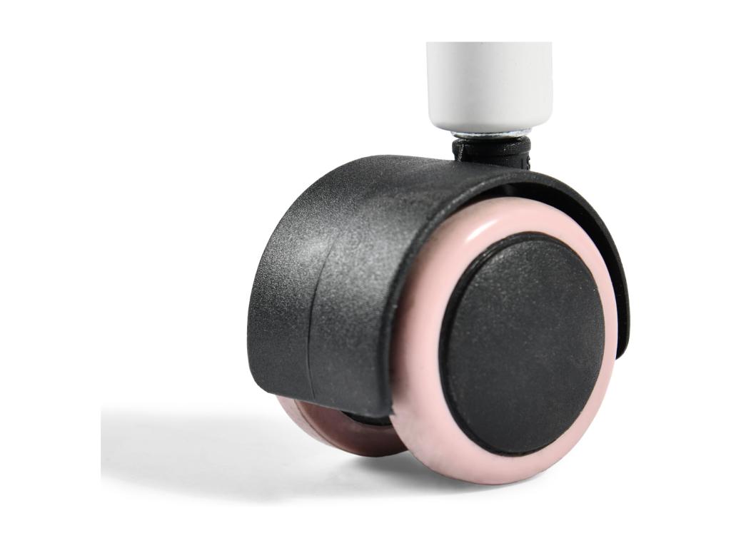 Meubiana Height-Adjustable 360° Swivel Pink Corduroy Office Chair Meubiana KD CORDUROY PINK WHITE LEG